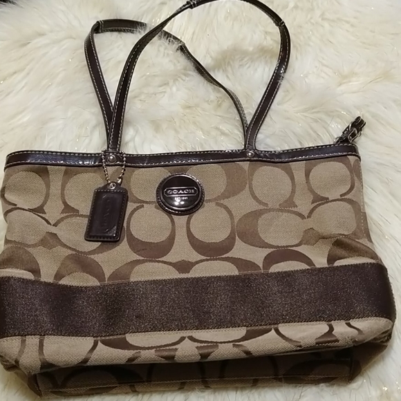 Coach Handbags - Coach shoulder signature bag, brown and tan